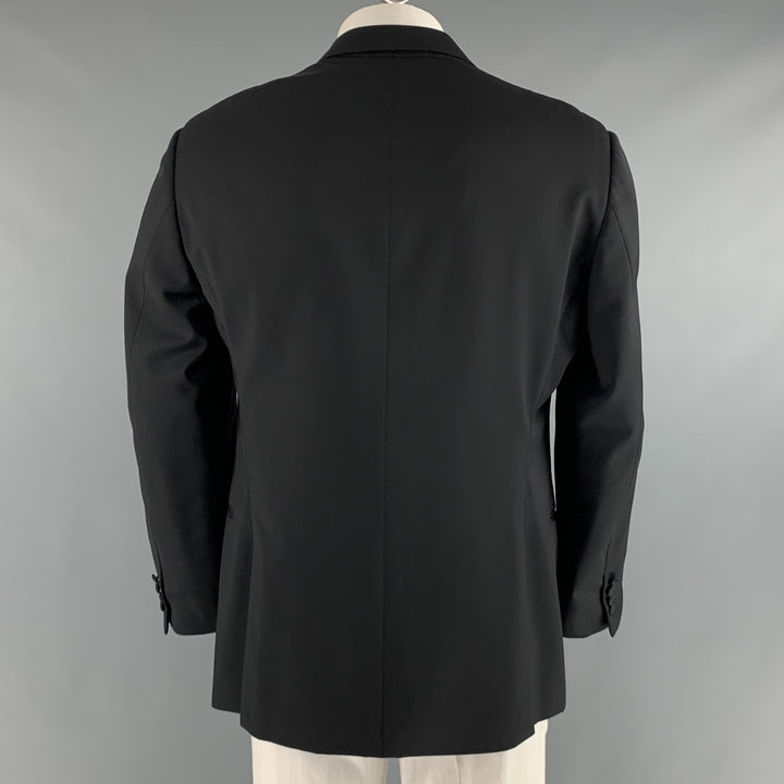 ARMANI COLLEZIONI Size 44 Black Solid Wool Tuxedo Sport Coat