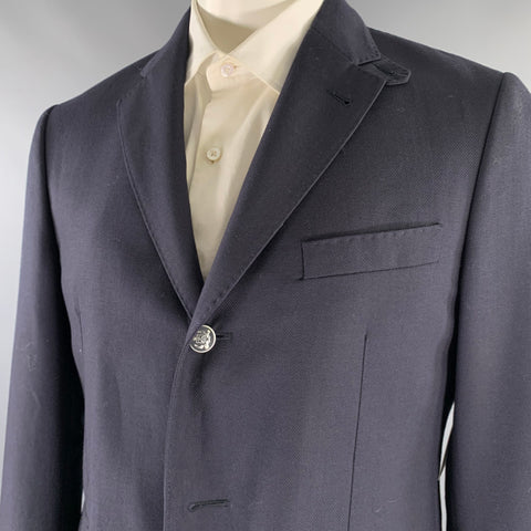 Blouson bomber en laine chinée bleu marine CORNELIANI Taille L