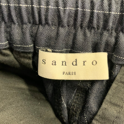 SANDRO Size S Black White Pinstripe Wool Blend Drawstring Casual Pants