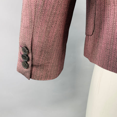 DRIES VAN NOTEN Size 8 Purple Grey Cotton Blend Stripe Jacket Blazer