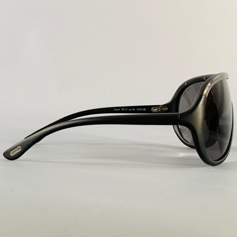 TOM FORD Farrah Black Silver Acetate Shield Sunglasses