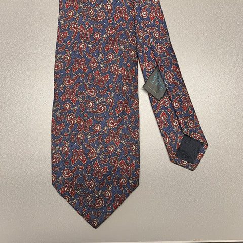FENDI Navy Red Paisley Silk Tie