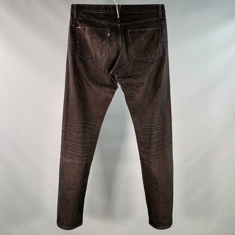 3 X 1 Size 34 Black Orange Heather Cotton Straight Selvedge Jeans
