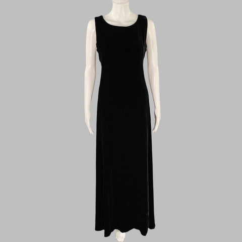 MARGARET OLEARY Size M Black Velvet Sleeveless Long Dress