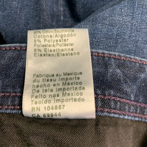 ADRIANO GOLDSCHMIED Size 36 Indigo Contrast Stitch Cotton Blend Zip Fly Jeans
