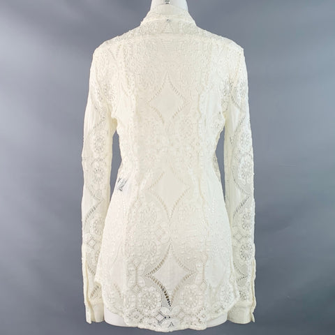Chemise BURBERRY PRORSUM Taille M Crème Coton mélangé Dentelle Patte de boutonnage cachée