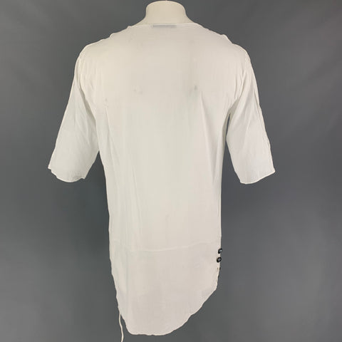 LA HAINE INSIDE US Size L White Cotton Raw Hem T-shirt
