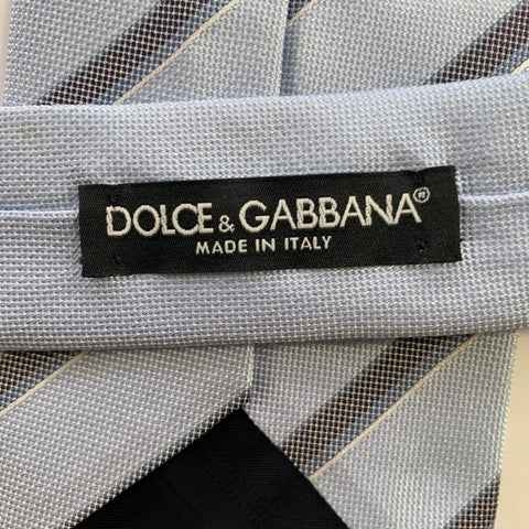 DOLCE & GABBANA Size One Size Light Blue Grey Diagonal Silk Tie