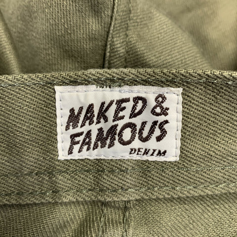NAKED AND FAMOUS Size 32 Green Olive Cotton 5 pockets Jeans