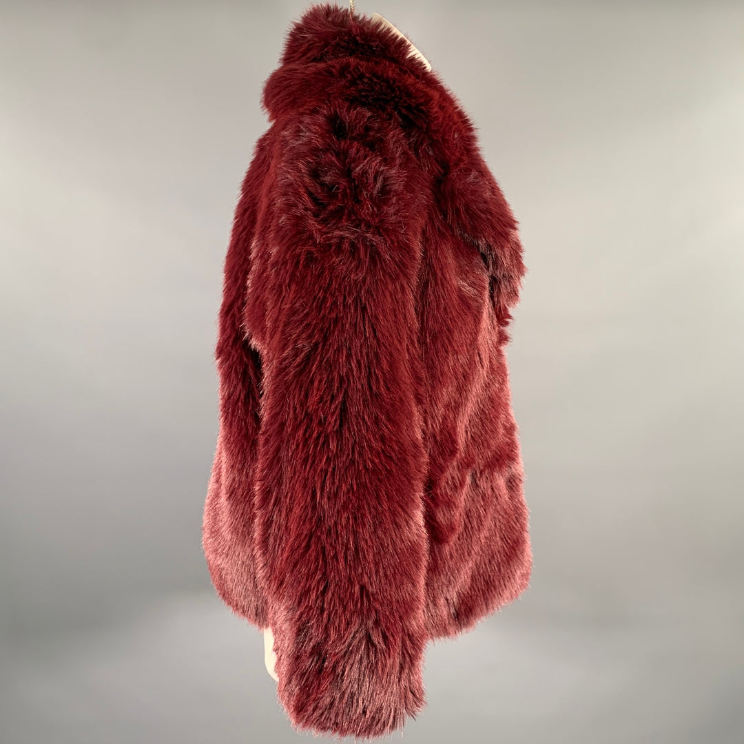 MICHAEL by MICHAEL KORS Size XS Burgundy Polyester Faux Fur Jacket