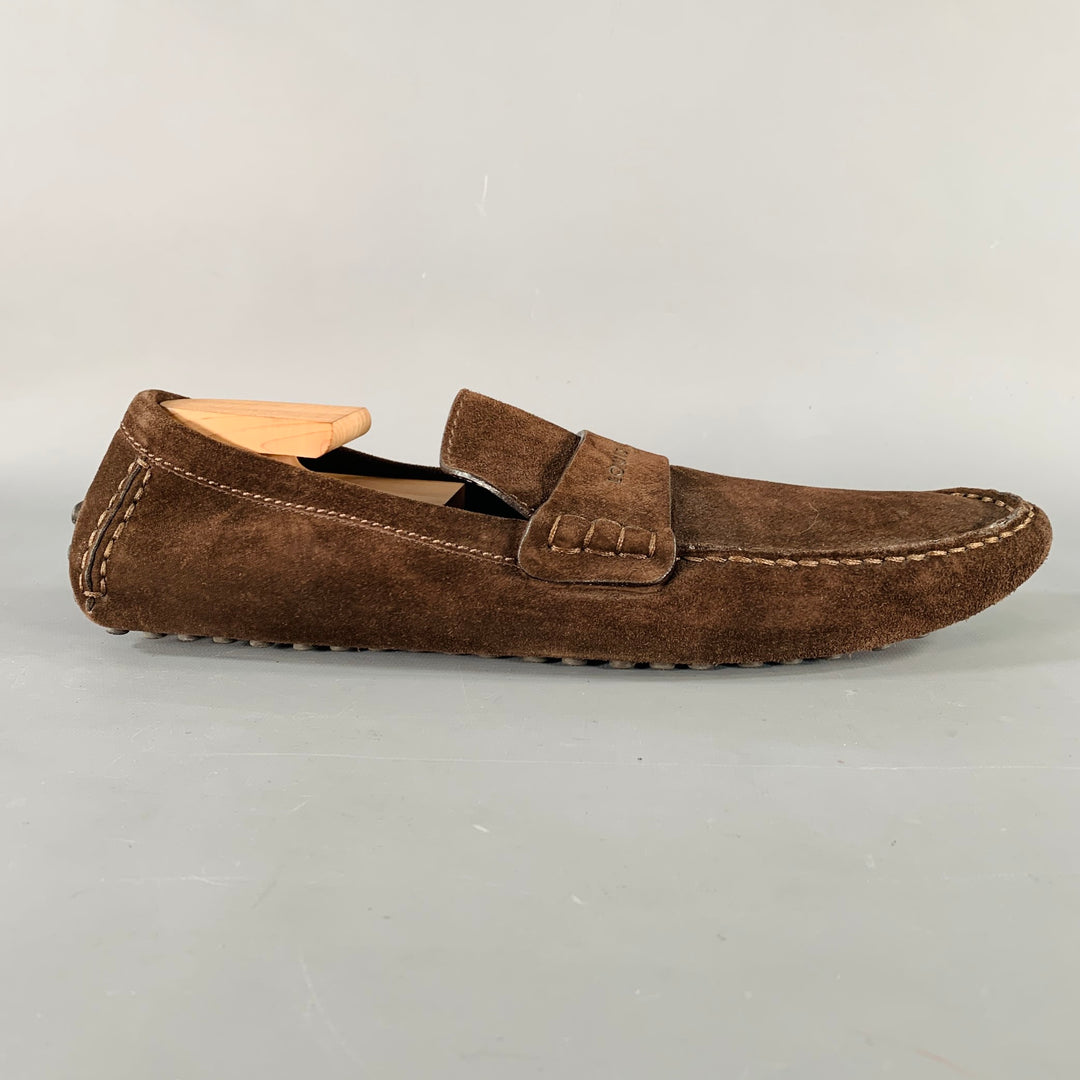 LOUIS VUITTON Size 13 Brown Suede Drivers Loafers