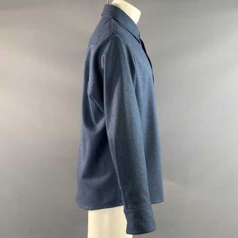 APC Size M Blue Wool Blend Long Sleeve Shirt