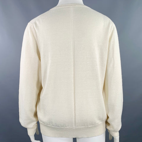THE ROW Size L Cream Linen Cashmere Pullover