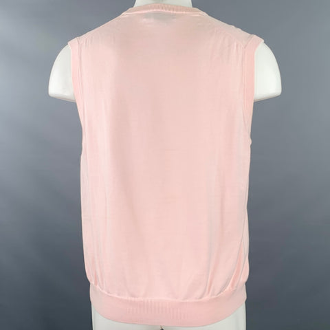BROOKS BROTHERS Gilet de pull en coton rose col en V taille M