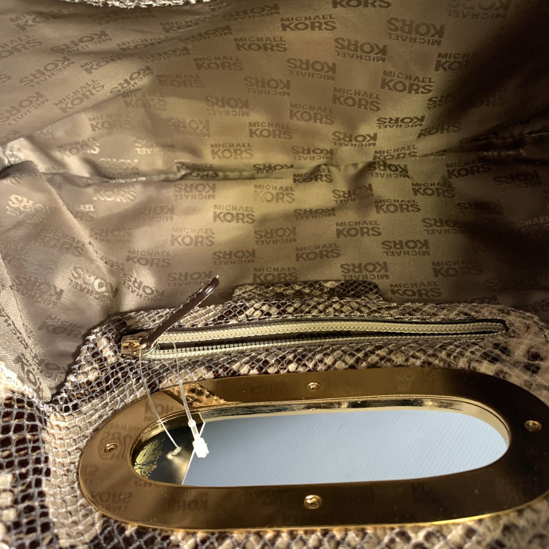 MICHAEL KORS Tan Brown Snakeskin Clutch Bags