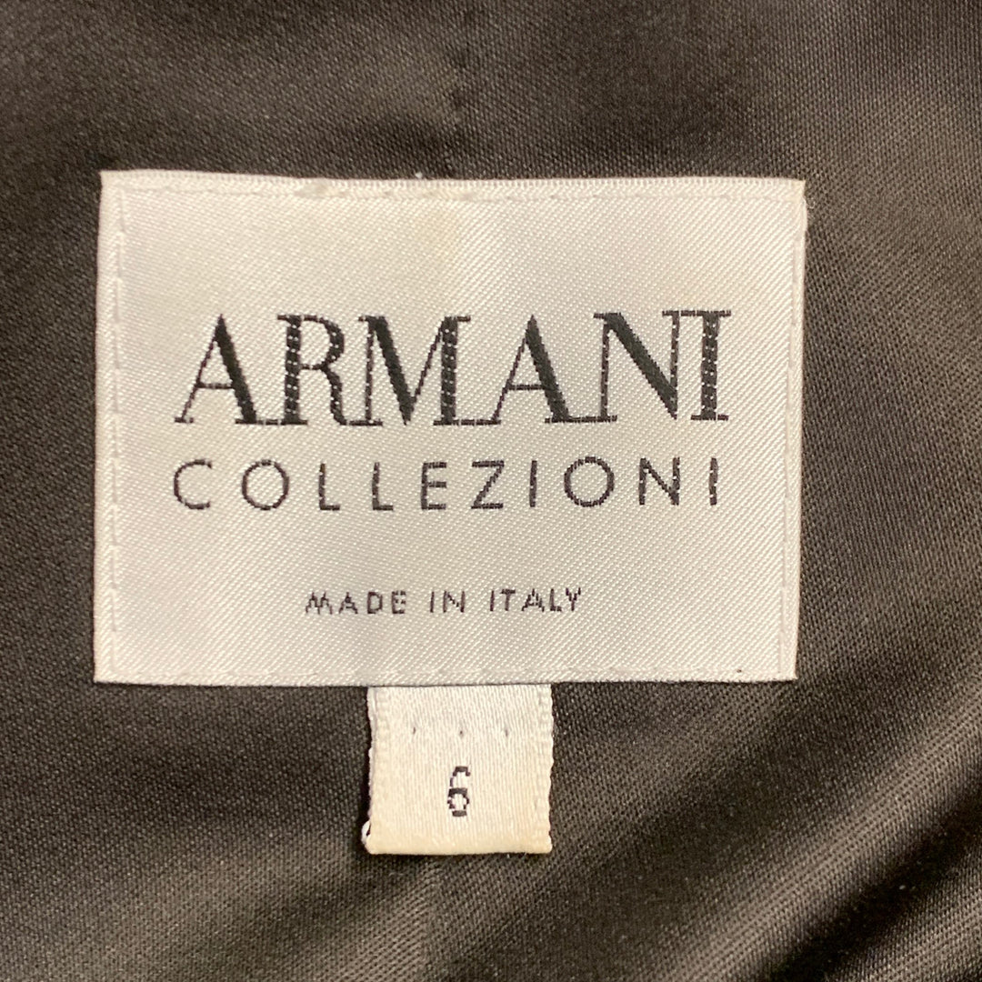 ARMANI COLLEZIONI Size 6 Brown Tan Wool Houndstooth Collarless Jacket Blazer