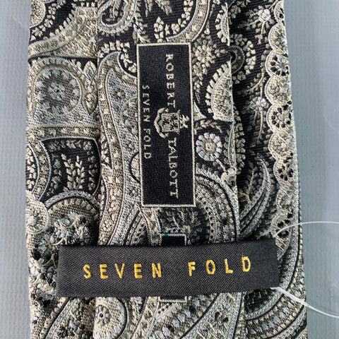 ROBERT TALBOTT Black Silver Paisley Silk Tie