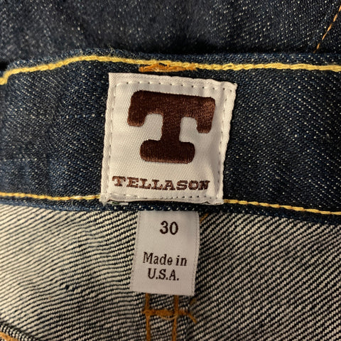 TELLASON Size 30 Blue Indigo Cotton Straight Selvedge Jeans