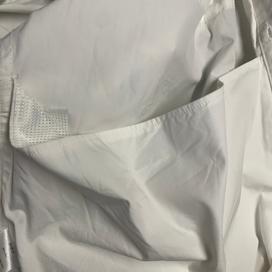 EVISTUB Size L White Cotton Oversized Long Sleeve Shirt