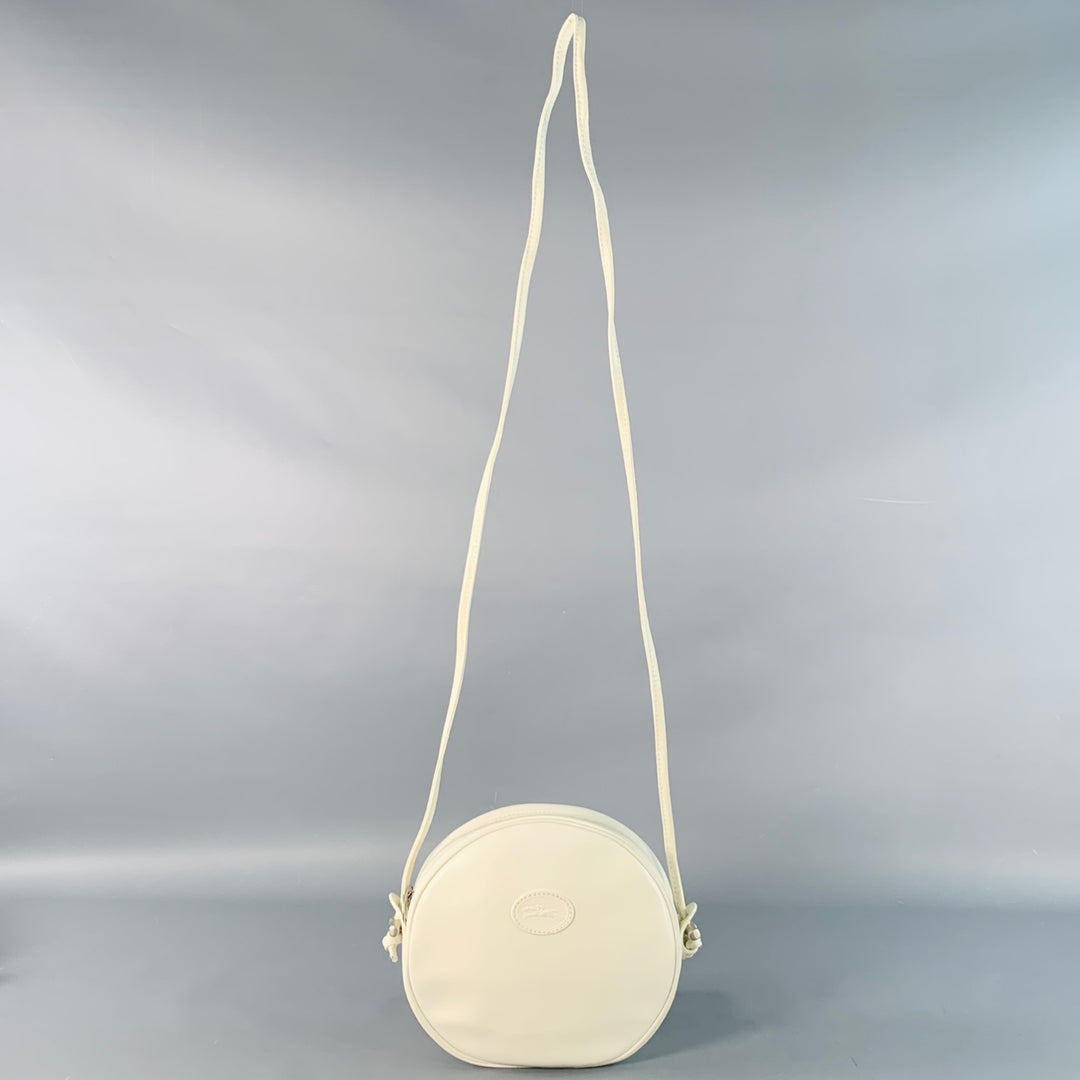 LONGCHAMP Vintage White Faux Leather Round Crossbody Handbag
