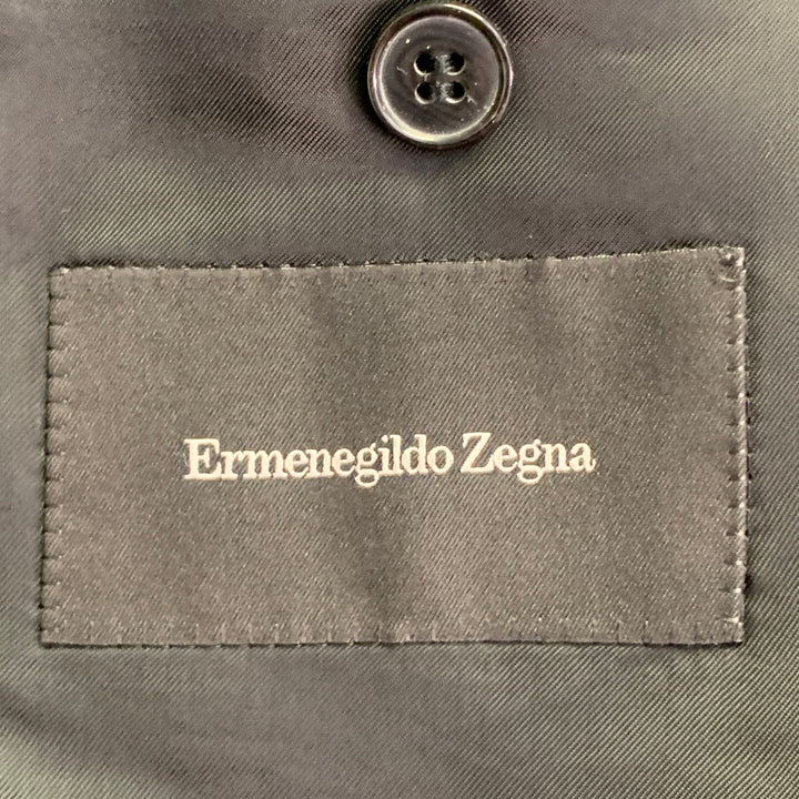ERMENEGILDO ZEGNA Size 48 Regular Black Wool Twill Notch Lapel Sport Coat