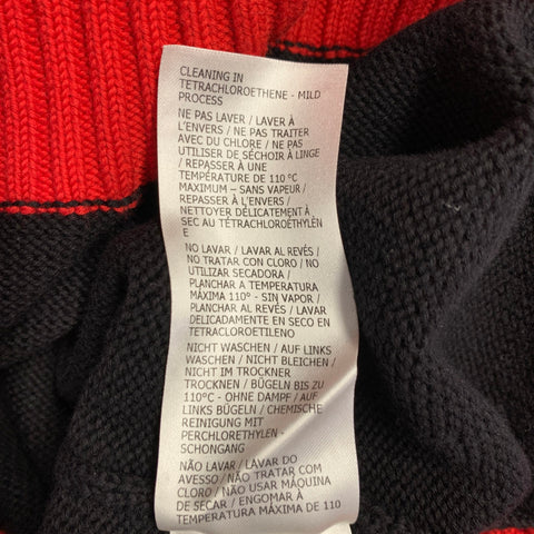 ALEXANDER MCQUEEN Size XL Black Red Two Toned Cotton V-Neck Sweater