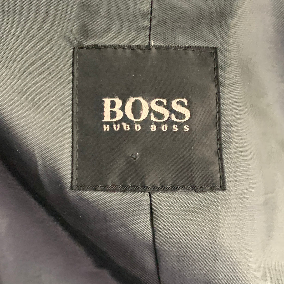 HUGO BOSS Size 40 Cliker Black Lambskin Leather Nylon Zip Up Jacket
