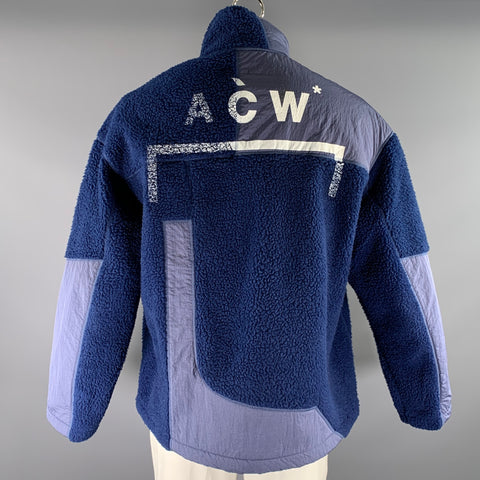 A-COLD-WALL Size L Navy Blue Textured Polyester Half Zip Sweatshirt