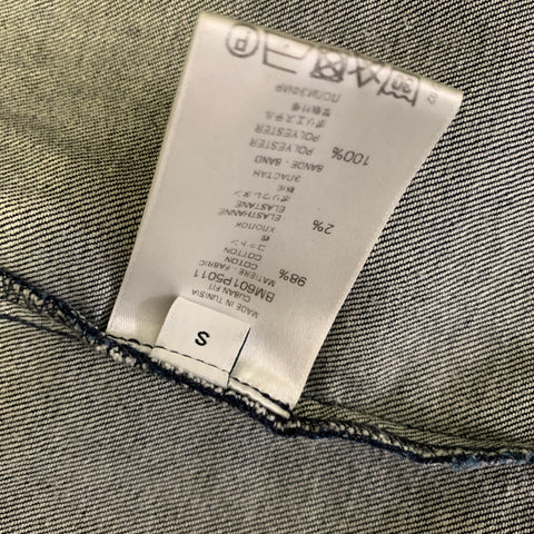 GIVENCHY Size S Navy Yellow Contrast Stitch Cotton Blend Long Sleeve Shirt