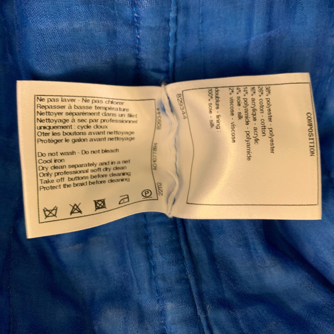 CHANEL Size 6 Blue Light Blue Cotton Blend Stripe Jacket