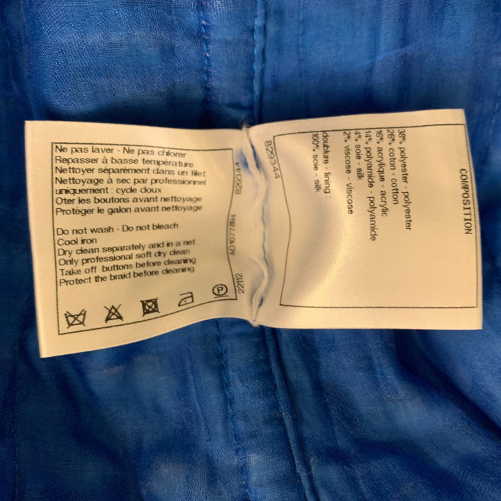 CHANEL Size 6 Blue Light Blue Cotton Blend Stripe Jacket