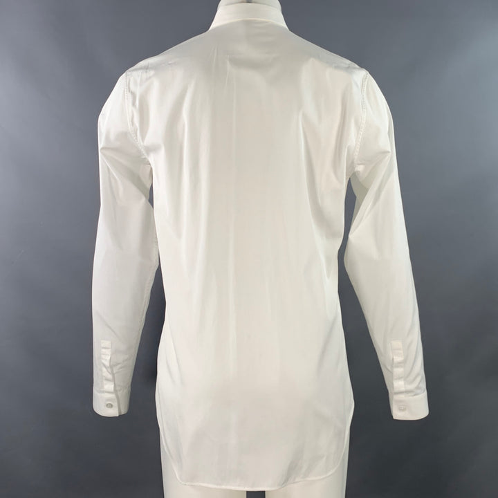 DIOR HOMME Size M White Applique Cotton Hidden Placket Long Sleeve Shirt