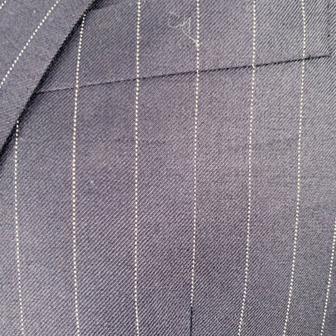 RALPH LAUREN Taille 38 Regular Bleu Marine Rayé Laine Crans Droits Costume