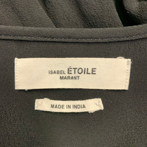 ISABEL MARANT Size 8 Black Cupro V-Neck Dress