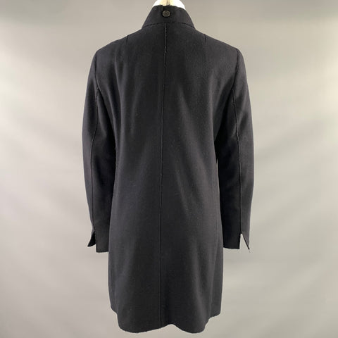 AKRIS Size S Navy Wool Blend Button Up Coat
