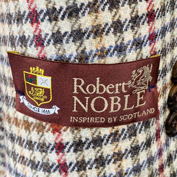 O'CONNELL'S Size 42 Long Beige Red Brown Plaid Virgin Wool Sport Coat