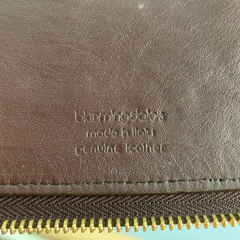BLOOMINGDALE'S Brown Textured Leather Portfolio Handbag & Leather Goods