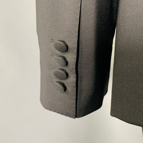 DOLCE & GABBANA Martini Size 42 Black Virgin Wool Double Breasted Crystal Accents 3 Piece Suit