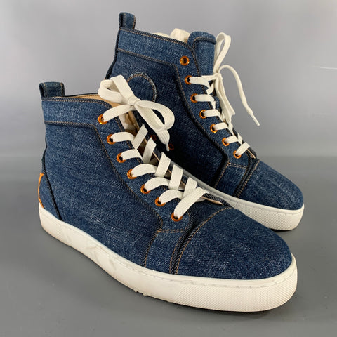 CHRISTIAN LOUBOUTIN Size 9 Navy Solid Canvas High Top Sneakers