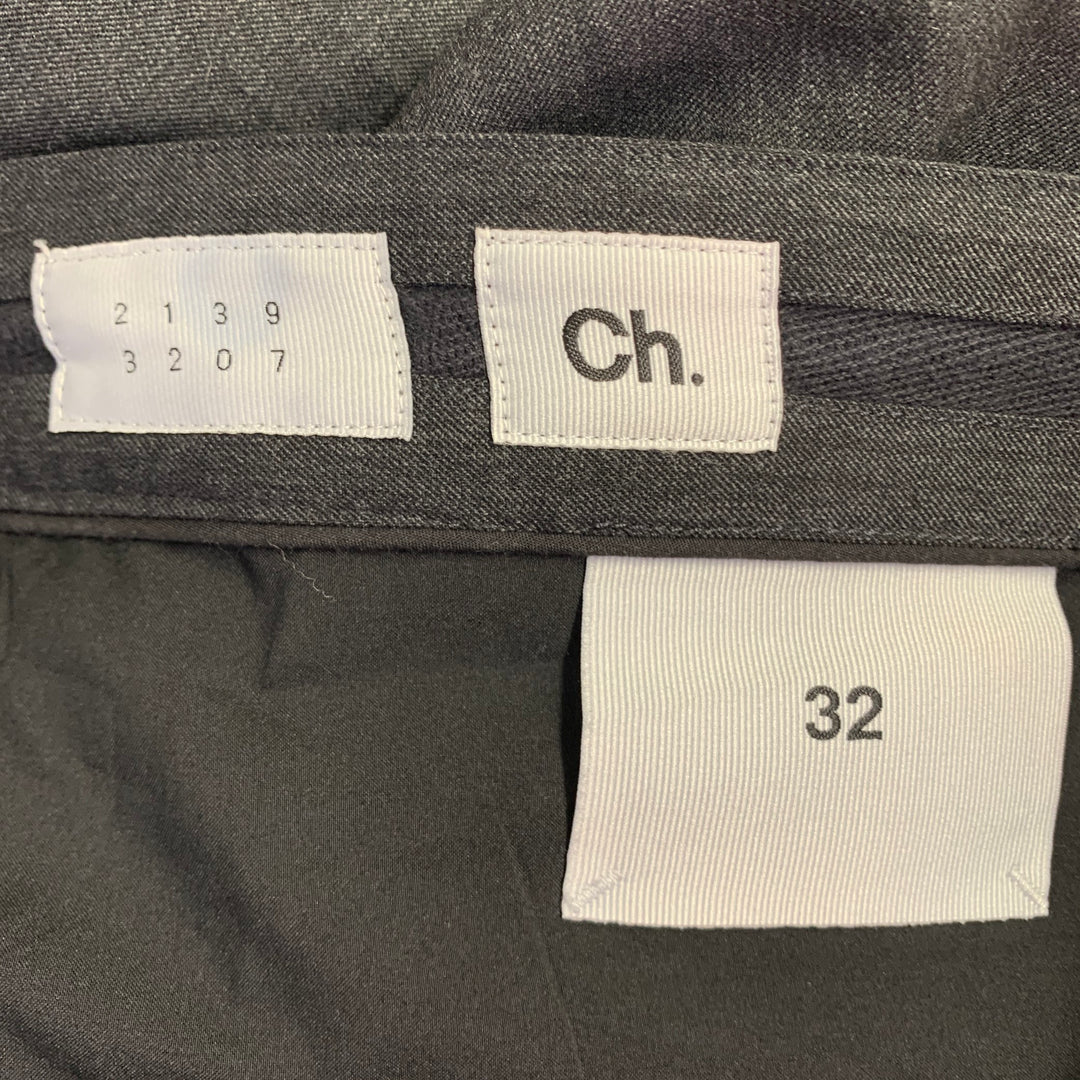 CH. Size 32 Charcoal Grey Wool Blend Twill Layered Button Fly Casual Pants