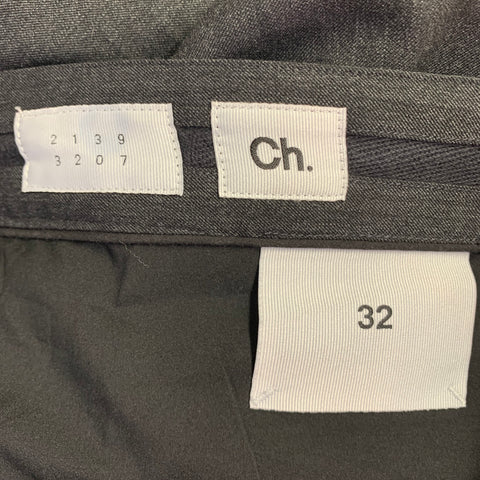 CH. Size 32 Charcoal Grey Wool Blend Twill Layered Button Fly Casual Pants