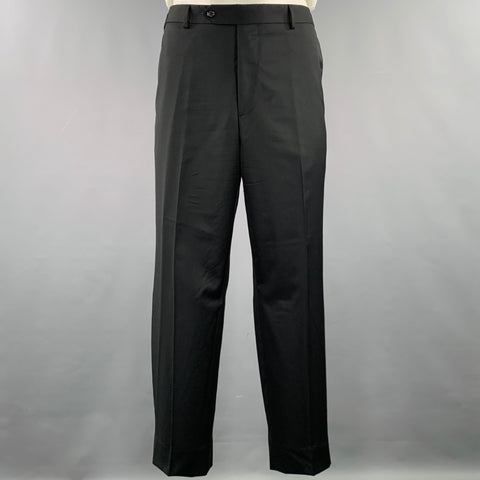 SAMUELSOHN Size 44 Black Wool Single Button Suit