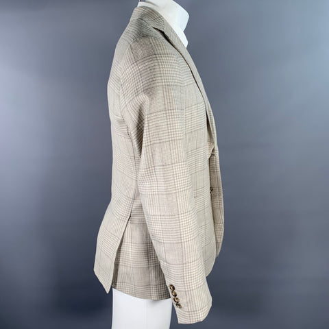 ATELIER MUNRO Size 38 Beige Glen Check Notch Lapel Sport Coat