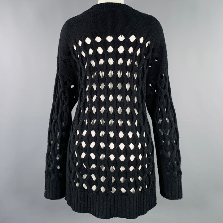 OSCAR DE LA RENTA Size M Black Cut Out Cable Knit Sweater