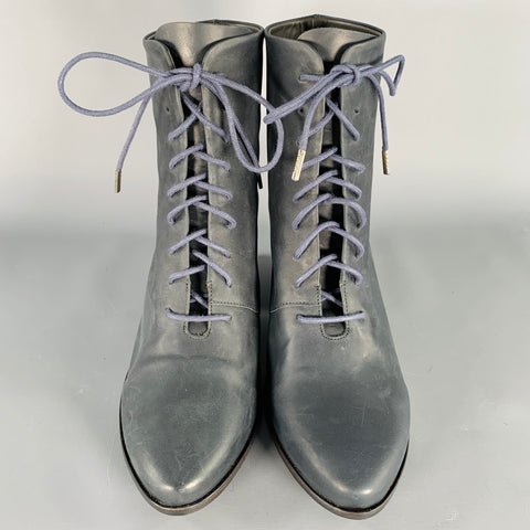 COCLICO Size 8.5 Ringo Grey Leather Lace Up Boots