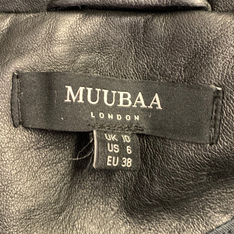 MUUBAA Size 6 Black Studded Lambskin Leather Biker Jacket