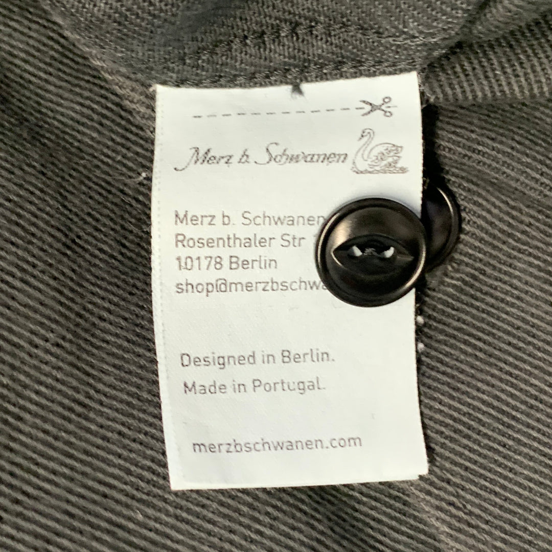 MERZ B. SCHWANEN Size XL Grey Charcoal Twill Cotton One Pocket Long Sleeve Shirt