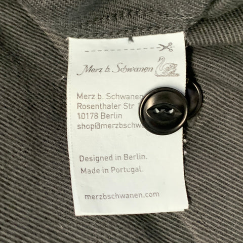 MERZ B. SCHWANEN Size XL Grey Charcoal Twill Cotton One Pocket Long Sleeve Shirt
