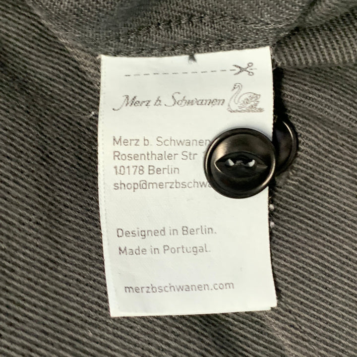 MERZ B. SCHWANEN Size XL Grey Charcoal Twill Cotton One Pocket Long Sleeve Shirt
