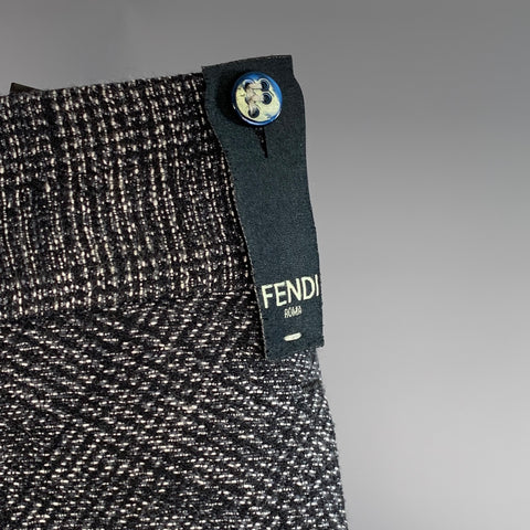 FENDI Size 30 Black Grey Glenplaid Cotton Wool Flat Front Dress Pants